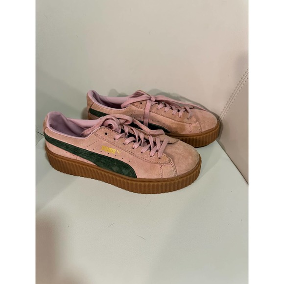 Puma Shoes - Puma Rihanna Women's Fenty Pink Green Suede Creepers Sneakers Sz. 8.5